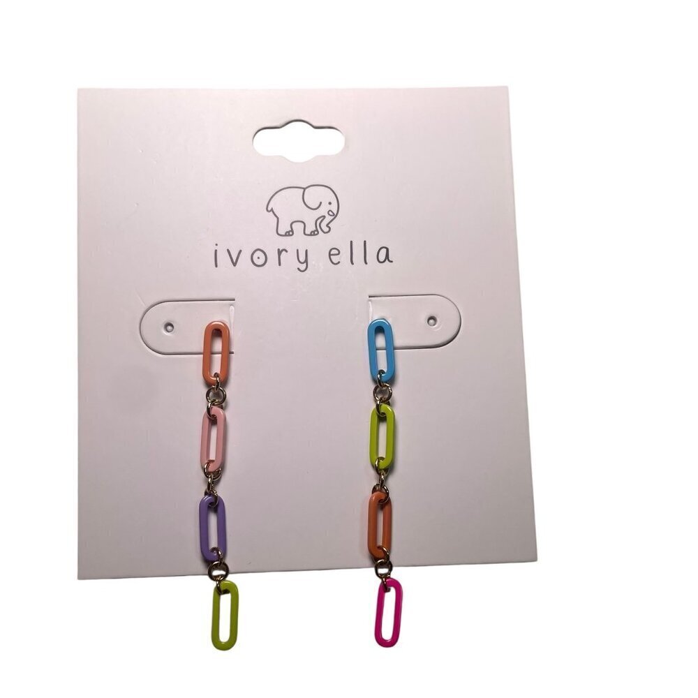 Ivory Ella Multicolor Chain Dangle Earrings – New with Tags